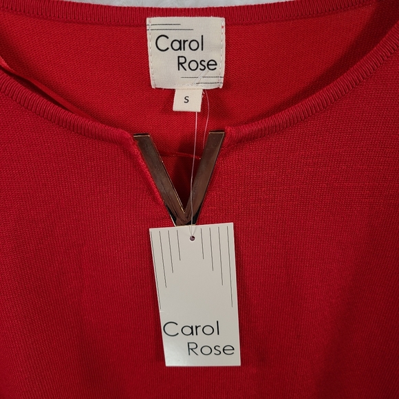 NWT Soft Red Sweater with "v neck" Metal Detail - Picture 4 of 4